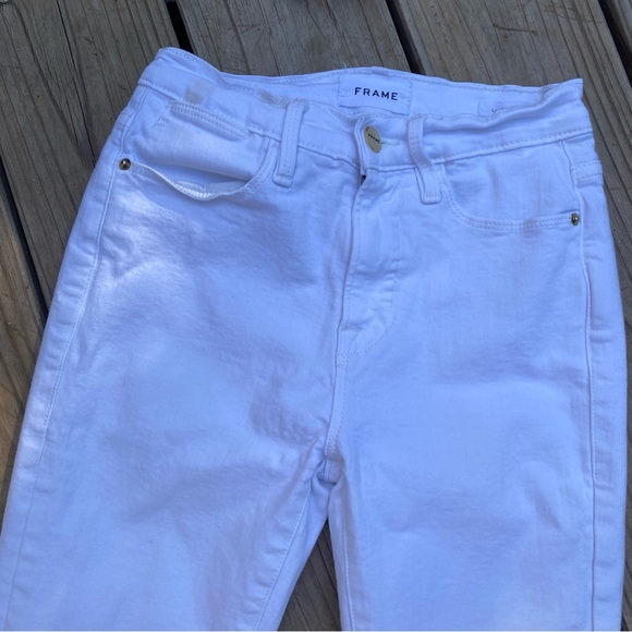 Frame Le High Skinny Jean Blanc Size 24 White High Rise - Picture 3 of 8